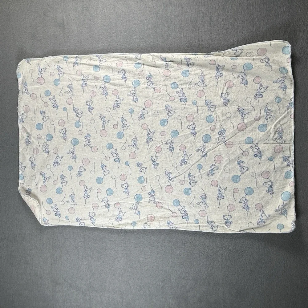 Vintage  Riegel‎ Teddy Bears Bunnies Floating Clouds Balloons Receiving Blanket